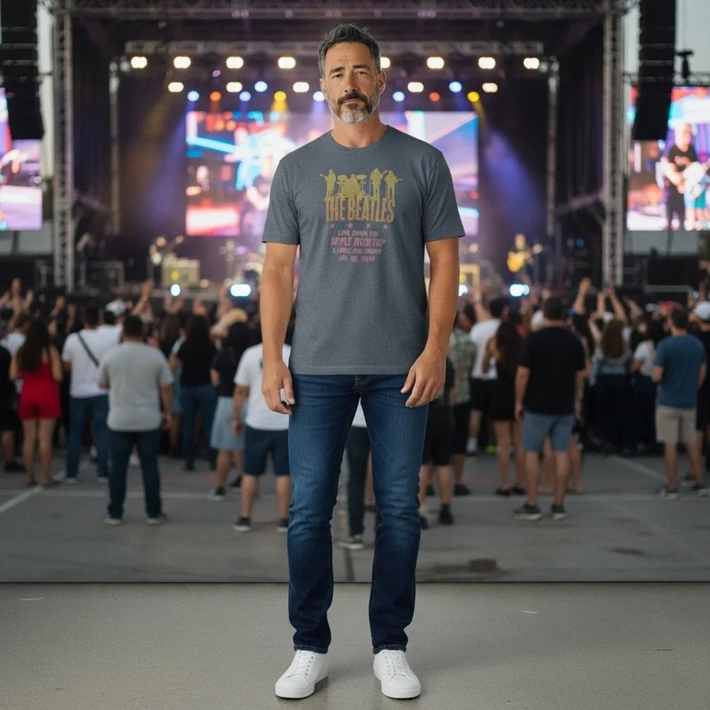 The Beatles Live from the Apple Rooftop T Shirt XL Gray Short Sleeve Graphic Tee